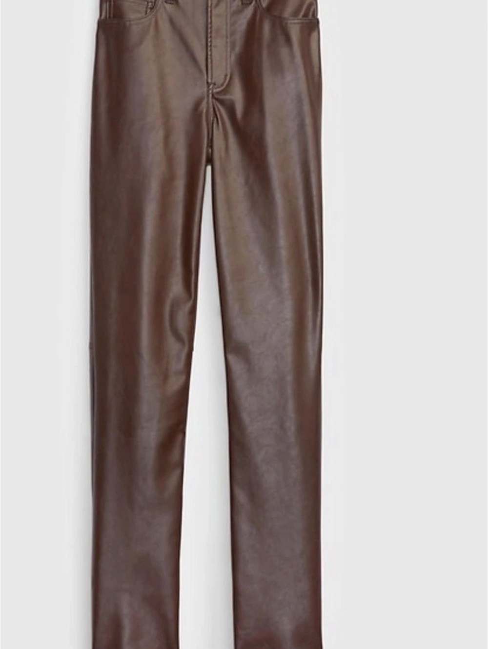 Gap Vintage Slim High Rise Faux Leather Pants Brown Waist 27